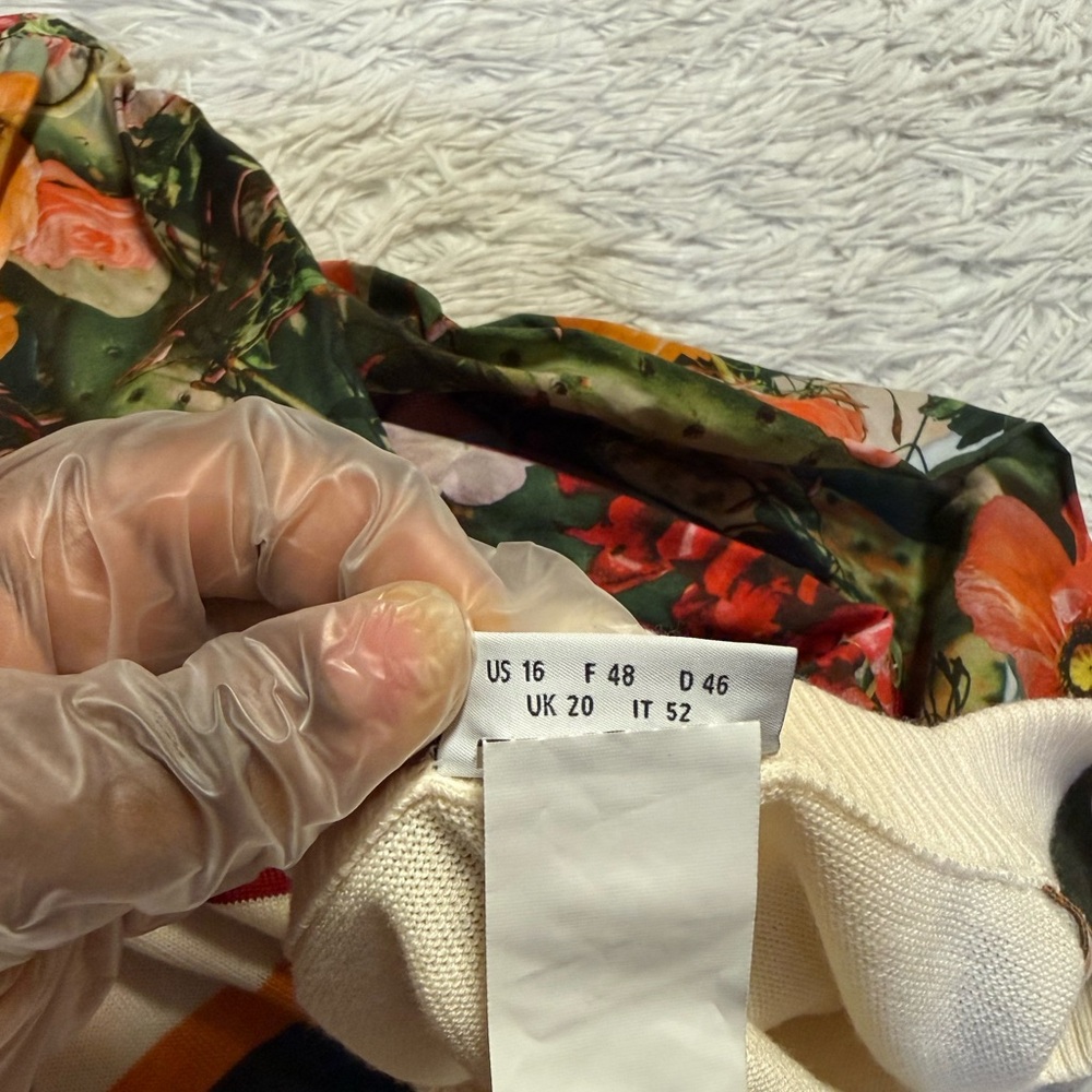 Akris Punto Cactus Blossom Stripe Print Wool Sweater Knitwear Intarsia Floral - Picture 7 of 13